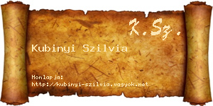 Kubinyi Szilvia névjegykártya